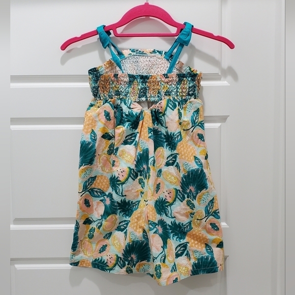 TOMMY BAHAMA SHORTS ROMPER SMOCKED TOP 100% COTTON FRUIT PRINT GIRLS TODDLER 4T - Picture 2 of 13